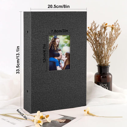 Lanpn Fotoalbum 10x15 300 Leinen Schwarz 100 Seiten für