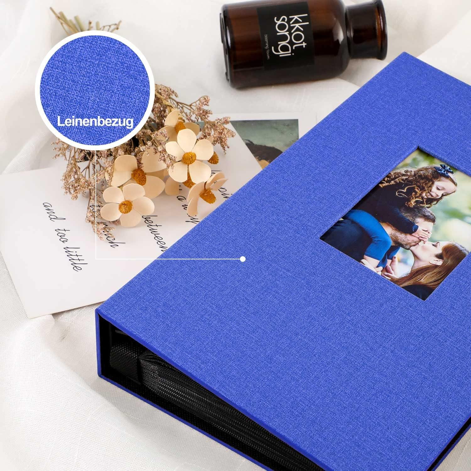 Fotoalbum 10x15 300 Leinen Einsteckalbum Querformat Bilder Blau