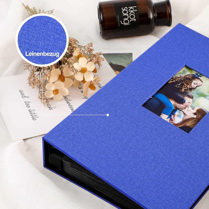 Fotoalbum 10x15 300 Leinen Einsteckalbum Querformat Bilder Blau
