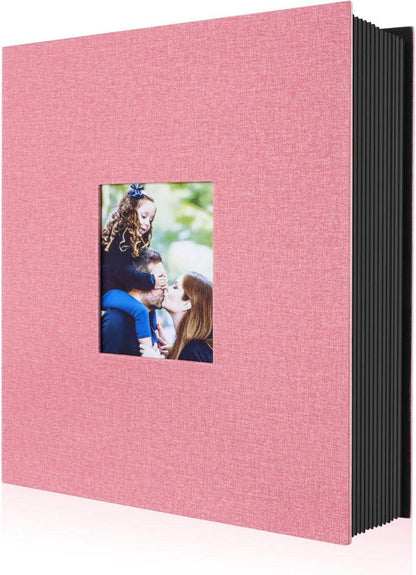 Fotoalbum 400 Einstecktaschen Leinen Hochformat 10x15 Rosa