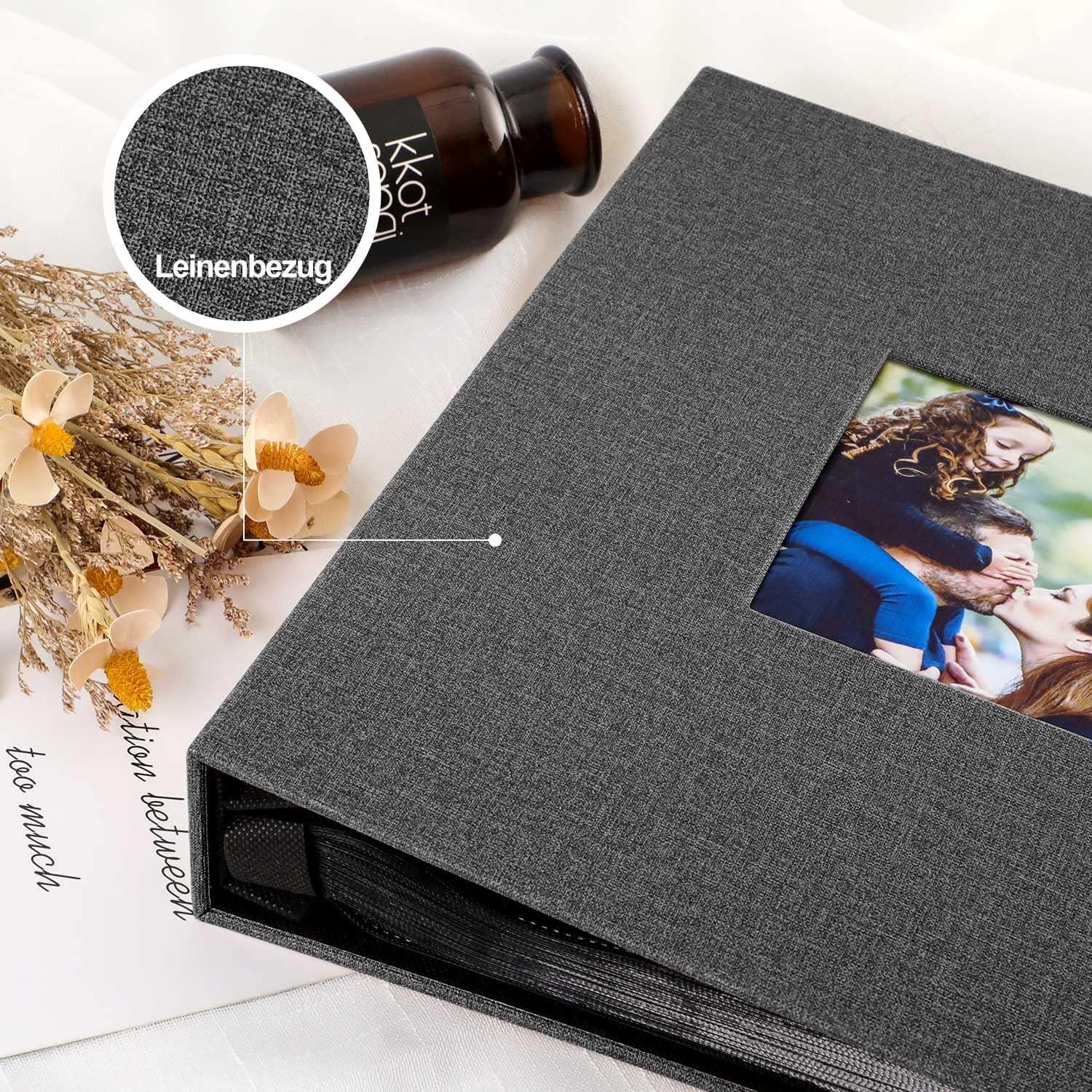 Fotoalbum 1000 10x15 XXL Leinen Einsteckalbum Schwarz