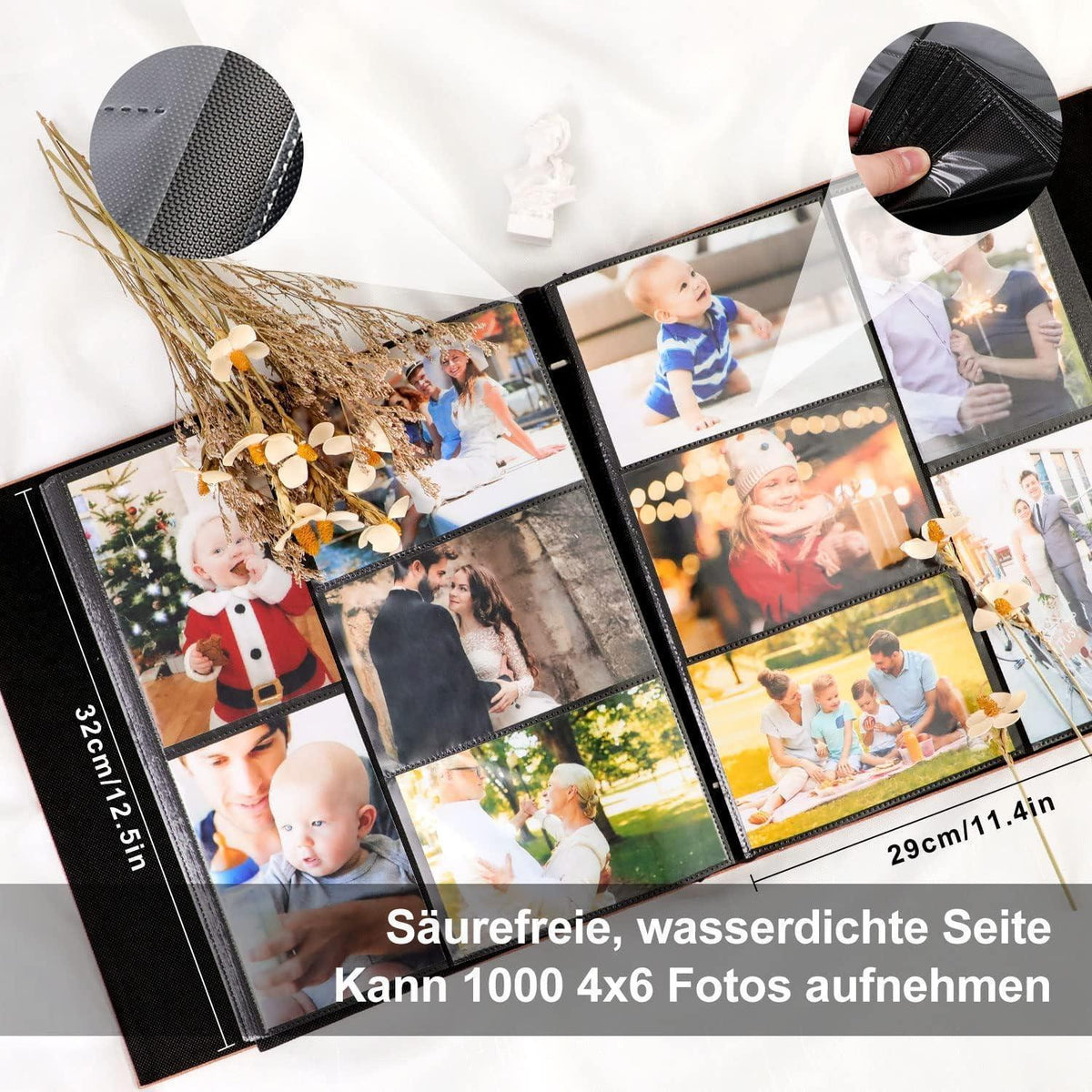 XXL Fotoalbum Leinen 1000 Fotos 10x15cm Beige