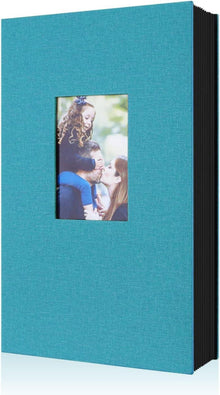 Fotobuch 300 Taschen 10x15 Leinen Einsteckalbum Querformat Blaugrün