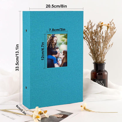 Fotobuch 300 Taschen 10x15 Leinen Blaugrün für Querformat Fotos