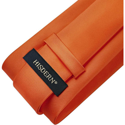 Herren Krawatten-Set mit Einstecktuch und Krawattenklammer, Orange