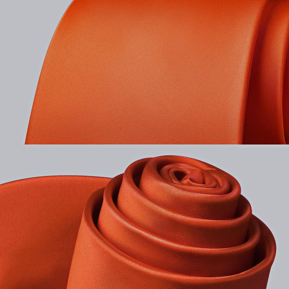 Herren Krawatten-Set mit Einstecktuch und Krawattenklammer, Orange