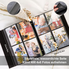 Fotobuch 10x15 Leinen Einsteckalbum 400 Taschen Hochformat Blau