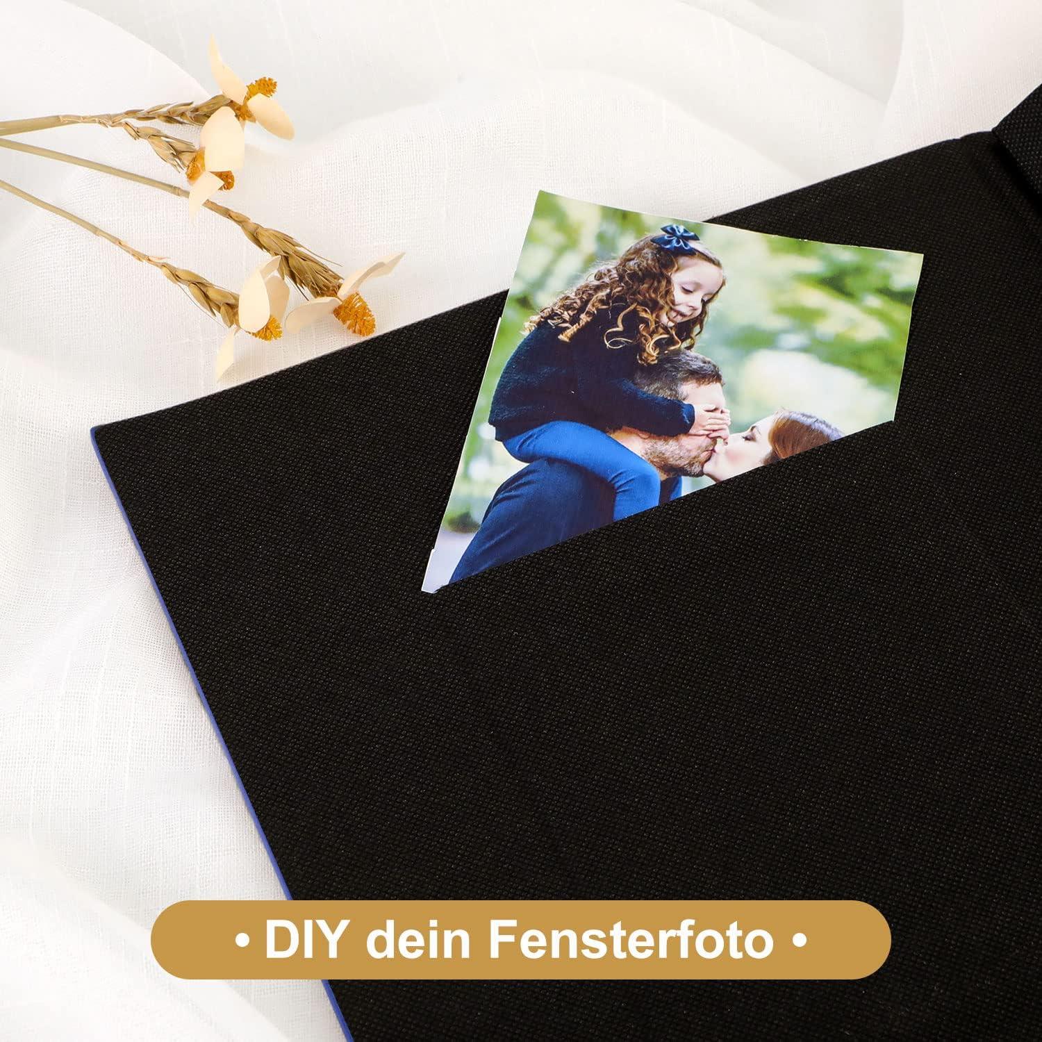 Hochwertiges Leinen Fotoalbum 10x15 400 Taschen Blau Hochformat Albumeinstecker