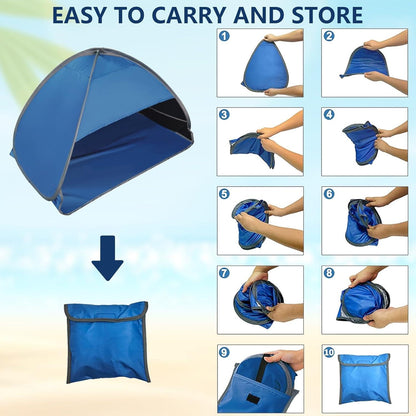 Pop-Up Strandzelt für kleine Haustiere, UV-Schutz, winddicht, Blau