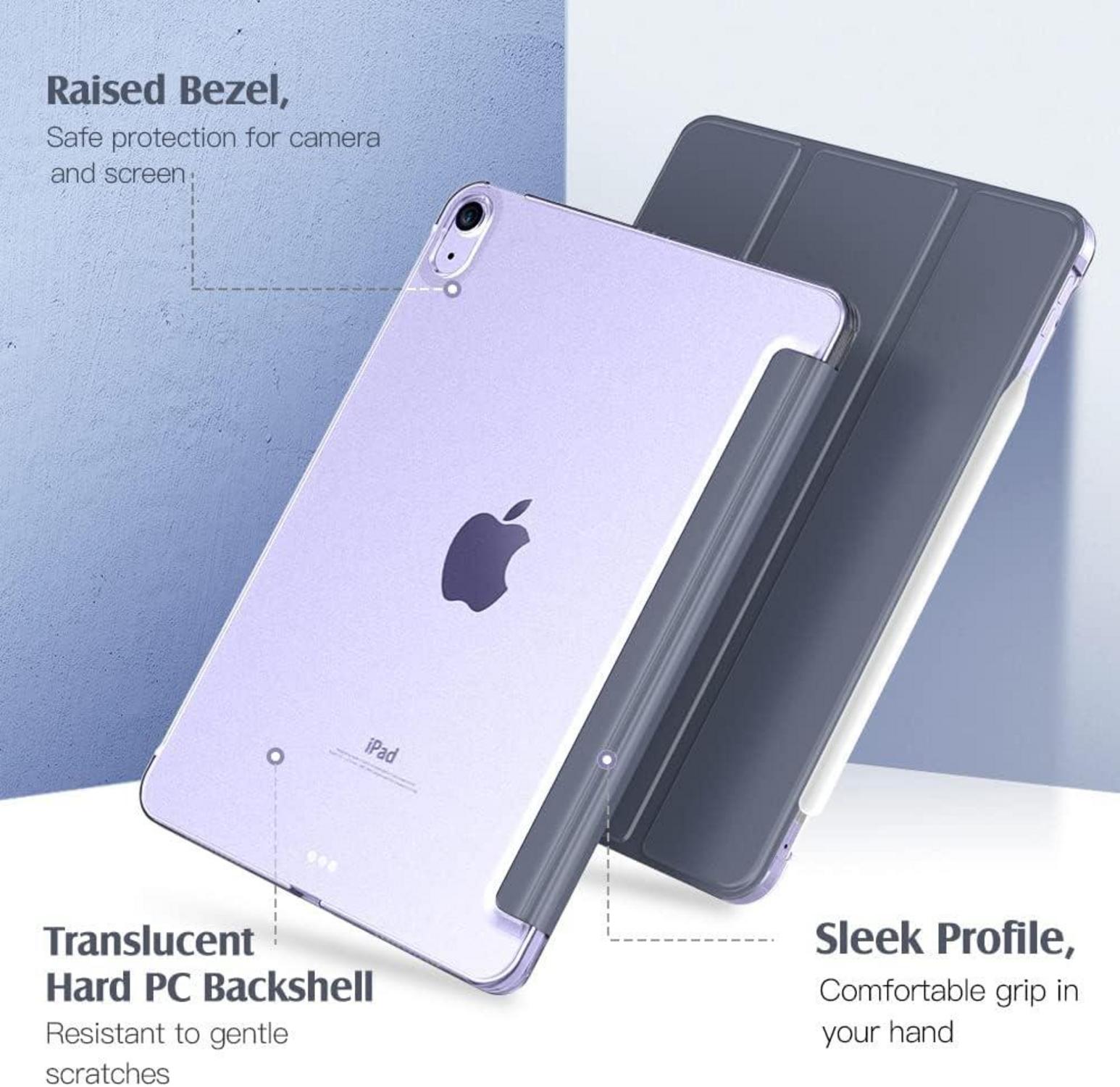 TiMOVO iPad Air 11 Zoll Hülle M2 2024 - Schlank Schutzhülle Transparent Grau Lila