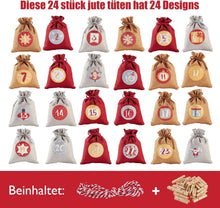 Adventskalender Jutesäckchen zum Befüllen 24er Set für