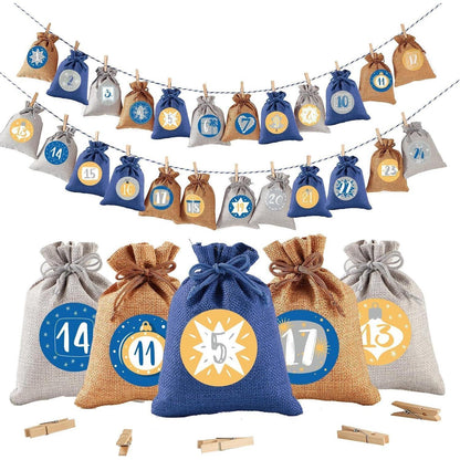 Adventskalender Jutesäckchen 24 große selbstbefüllbare