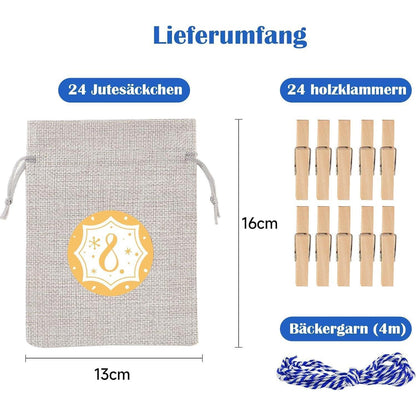 Adventskalender Jutesäckchen 24 große selbstbefüllbare
