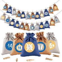 Adventskalender zum Befüllen mit Jutesäckchen, 24 Große Säckchen für