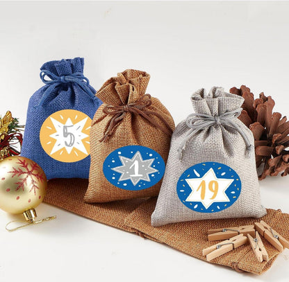 Adventskalender zum Befüllen Jutesäckchen 24 Groß Geschenksäckchen
