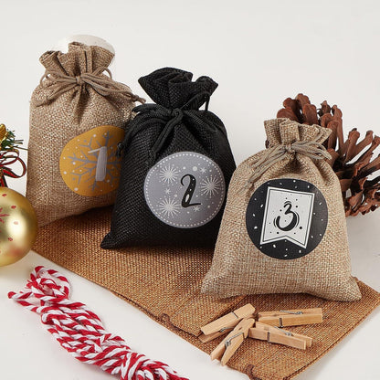 Adventskalender Jutesäckchen zum Befüllen 24 Groß, Weihnachtskalender