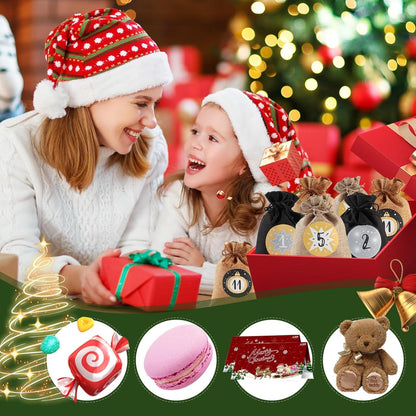 Adventskalender zum Befüllen Jutesäckchen 24 Groß Kinder 2023 Schwarz