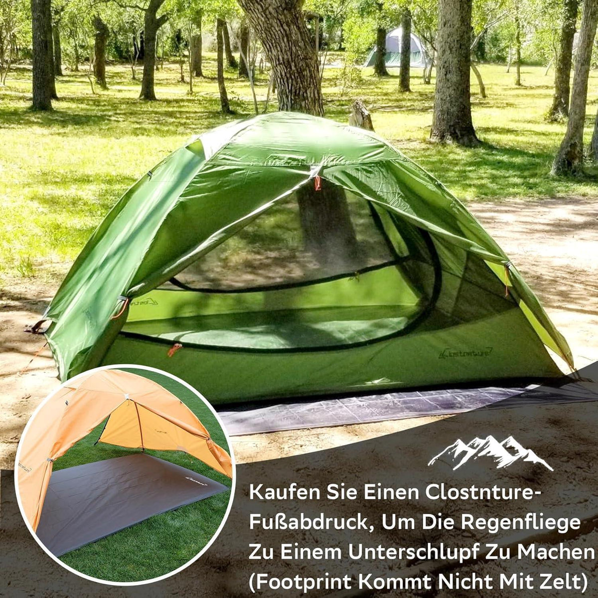 2-Personen Trekkingzelt wasserdicht ultraleicht grün