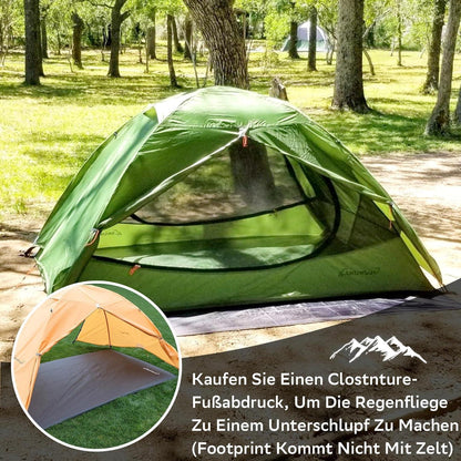 2-Personen Trekkingzelt wasserdicht ultraleicht grün