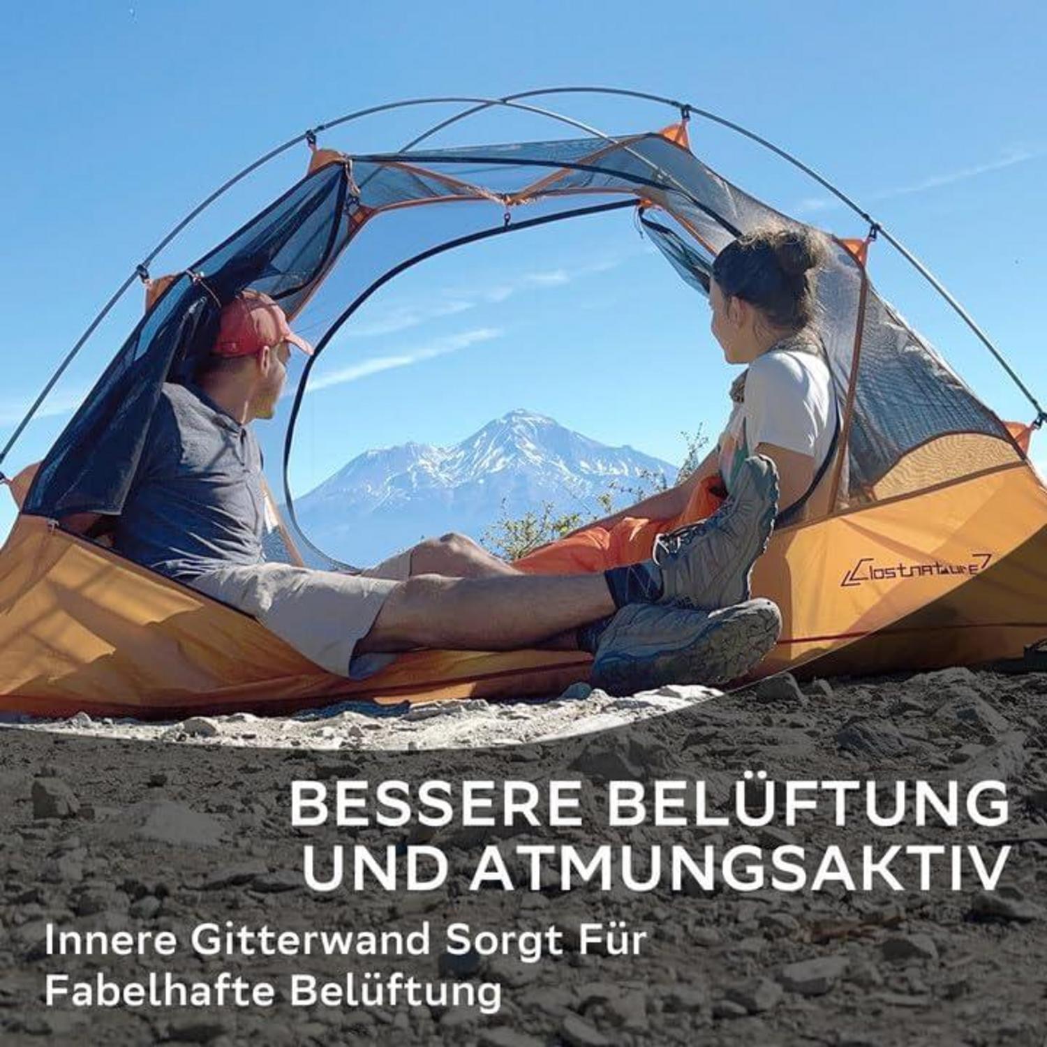 3-Jahreszeiten Camping Zelt 2 Personen Ultraleicht Wasserdicht Compact