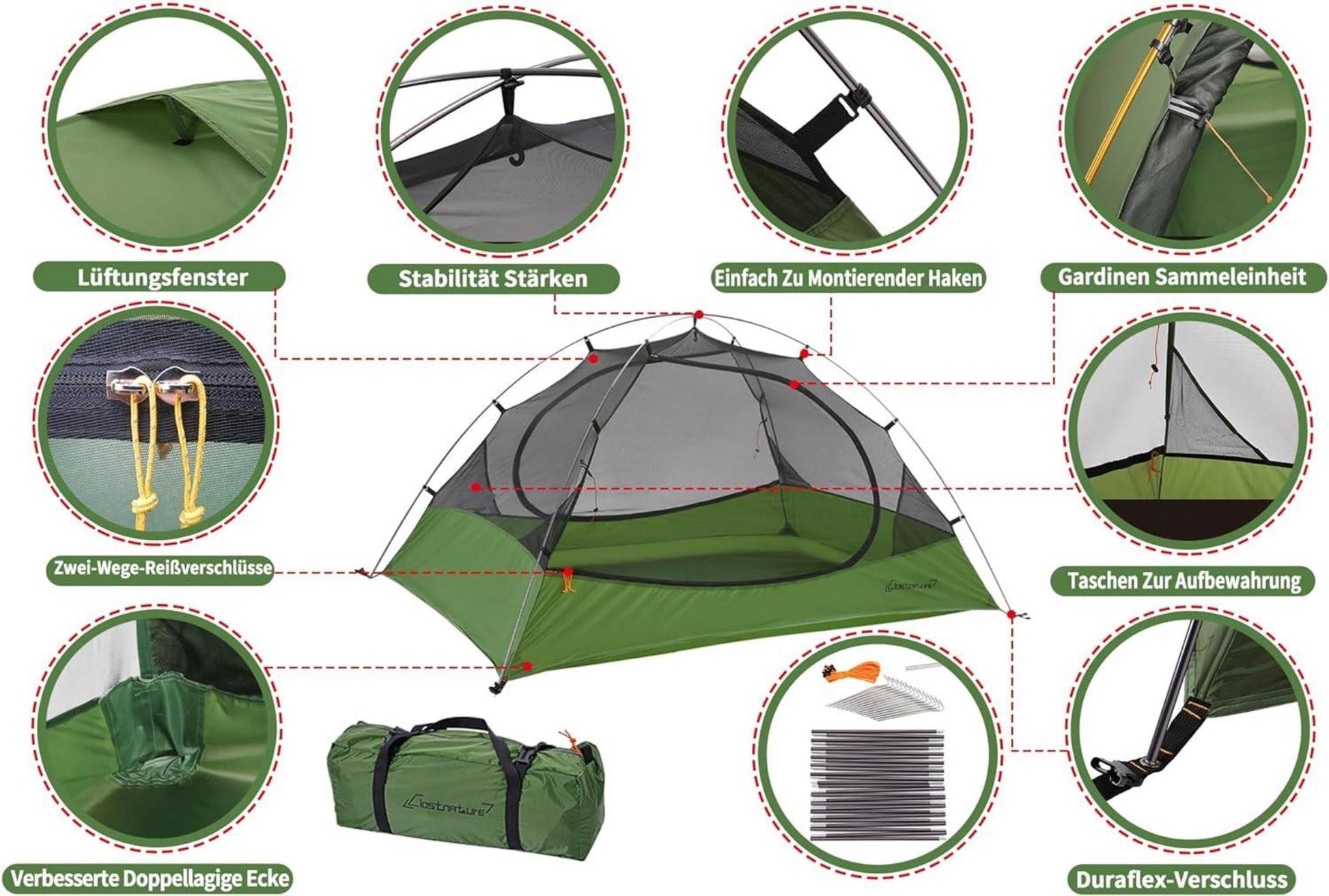 Clostnature 3 Jahreszeiten Zelt für Camping 2 Personen Wasserdicht Ultraleicht Trekking
