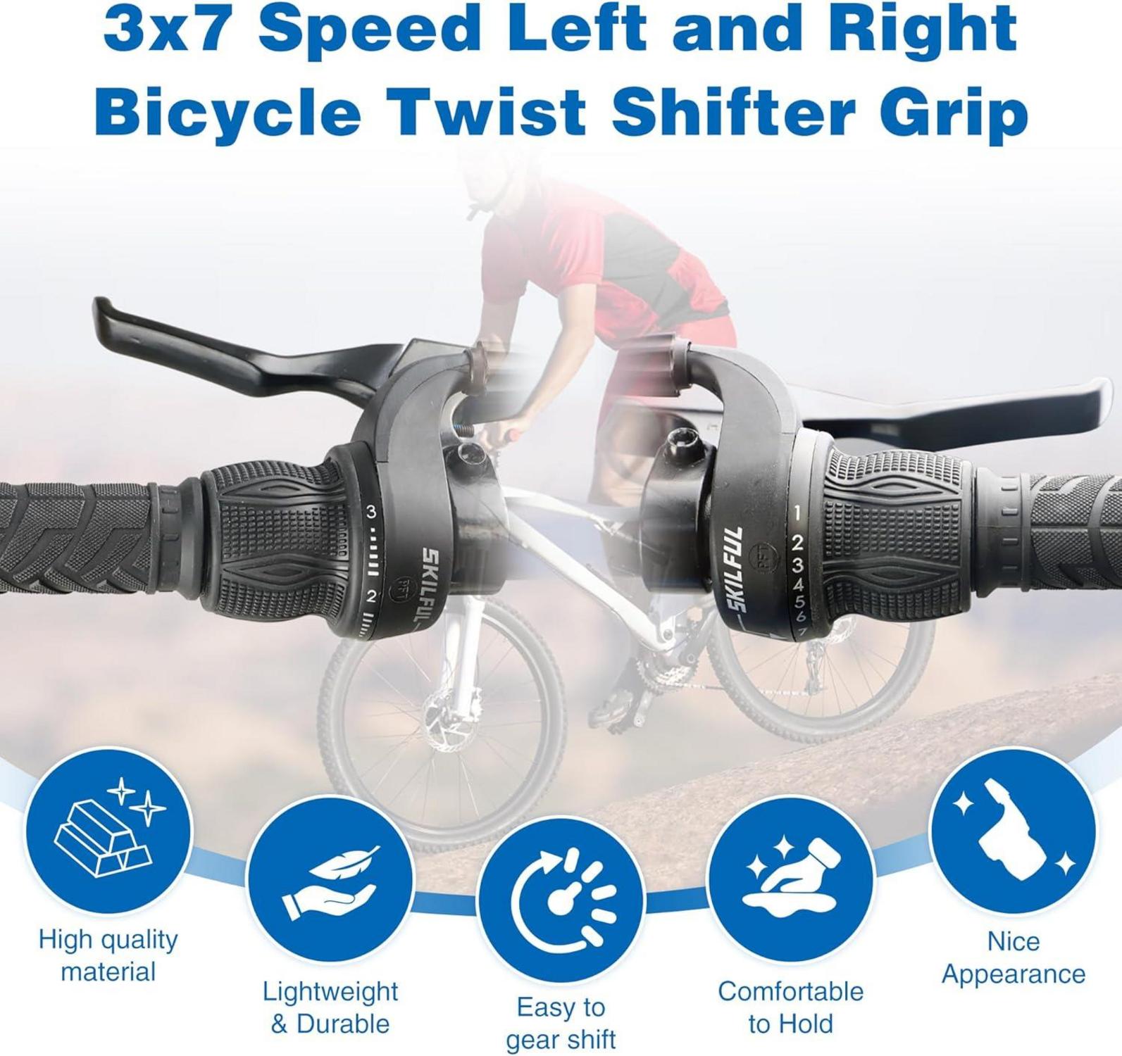 MEGHNA 21 Speed Fahrrad Schalthebel Set 3x7 Revoshifter 7 Fach Drehgriff-Schalter