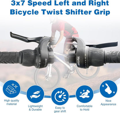 MEGHNA 21 Speed Fahrrad Schalthebel Set 3x7 Revoshifter 7 Fach Drehgriff-Schalter