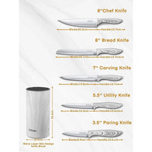 Messerblock mit Messer 6 tlg Edelstahl Kochmesser Set Weiß