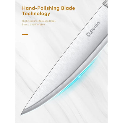 Messerblock mit Messer 6 tlg Edelstahl Kochmesser Set Weiß