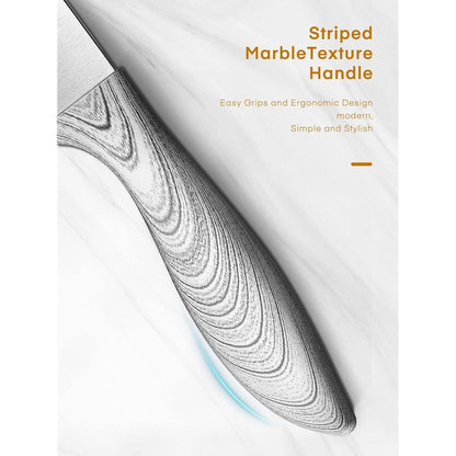 Messerblock mit Messer 6 tlg Edelstahl Kochmesser Set Weiß