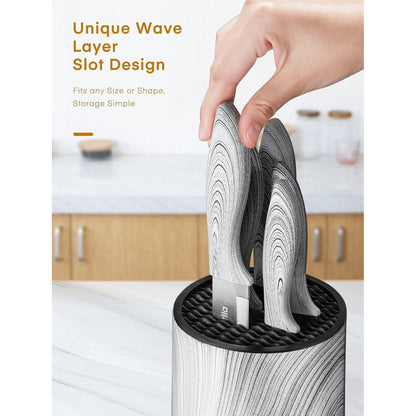 Messerblock mit Messer 6 tlg Edelstahl Kochmesser Set Weiß