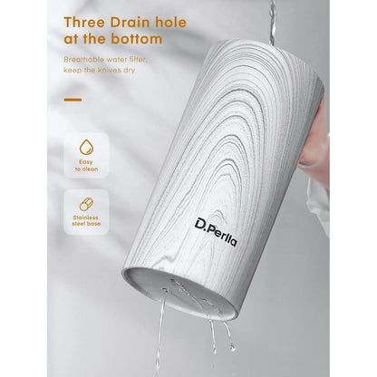 Messerblock mit Messer 6 tlg Edelstahl Kochmesser Set Weiß