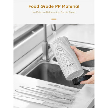 Messerblock mit Messer 6 tlg Edelstahl Kochmesser Set Weiß