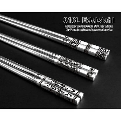 6 Paar Japanische Metall Essstäbchen Edelstahl Geschenkset
