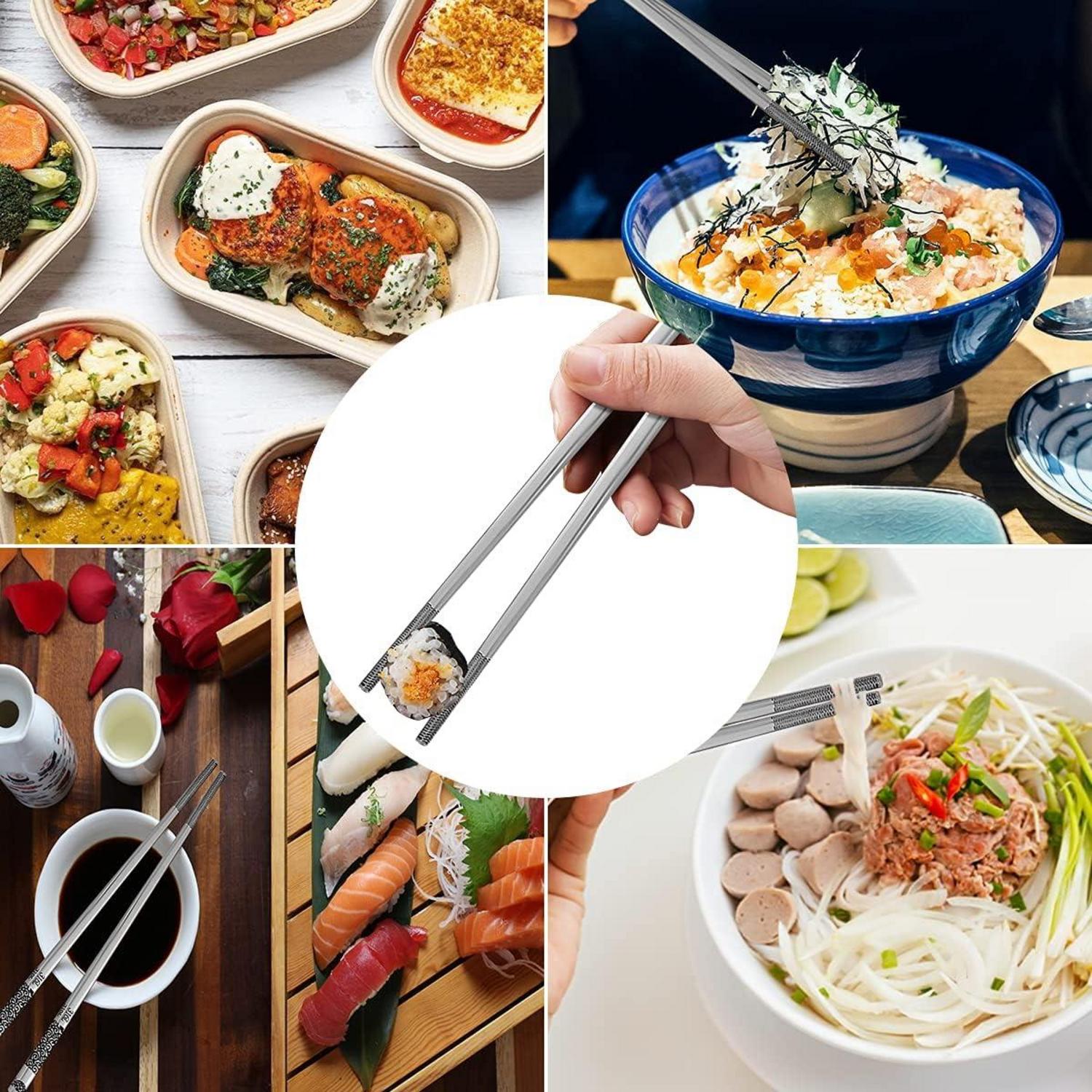 6 Paar Essstäbchen Japanisch Edelstahl Spülmaschinenfest