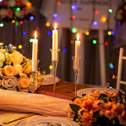 Kerzenständer Glas Kristall 3er Set Stabkerzenhalter Elegante