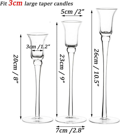 Glas Kerzenständer 3er Set Stabkerzenhalter Hochzeit Party Tischdeko Advent