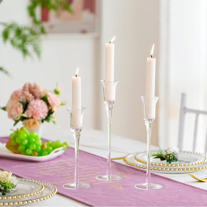 Kerzenständer Glas Stabkerzen Kristallglas 3er Set Modern Deko