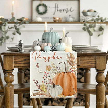 Artoid Mode Herbst Tischläufer Kürbisse Blumen Blätter