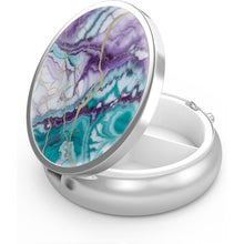 Pillendose 3 Fächer Metall Medizin Vitamin Organizer Lila