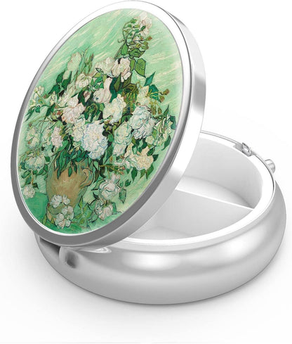 Pillendose 3 Fächer Metall Medizin Organizer Geschenk Rosen-Van Gogh