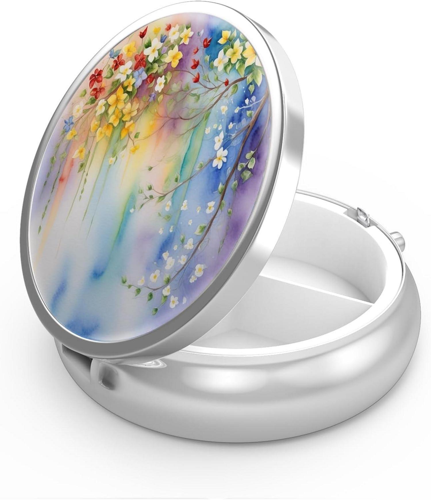 Pillendose 3 Fächer Medizin tragbar Pillendose Aquarell