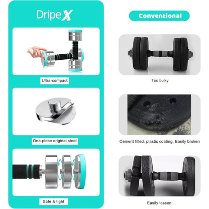 Dripex Verstellbare Kurzhanteln Set Stahl 2,5-50kg Fitness Hanteln Zuhause