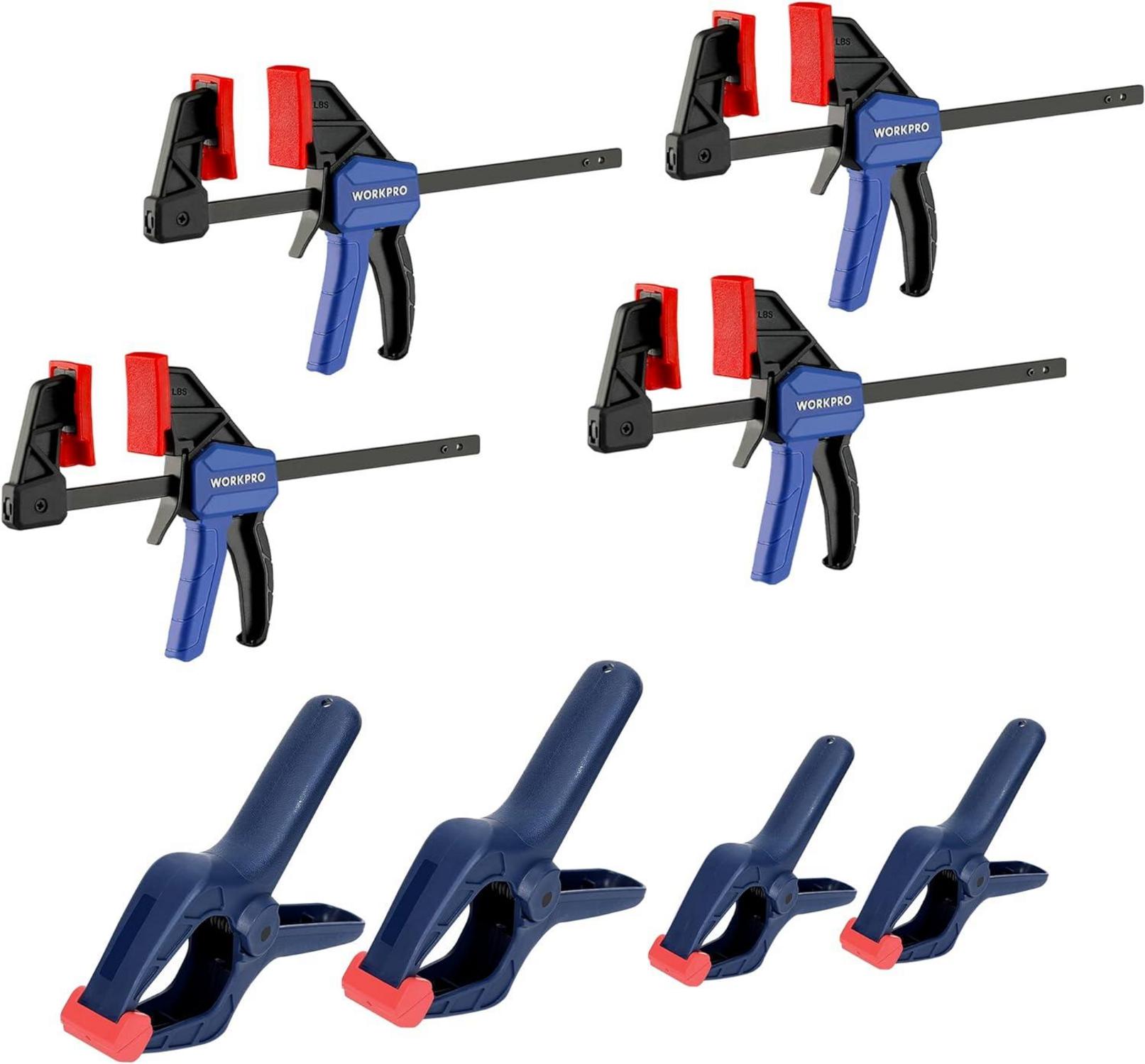 WORKPRO Mini Einhandzwinge und Federzwinge Set 8tlg. Holzbearbeitung