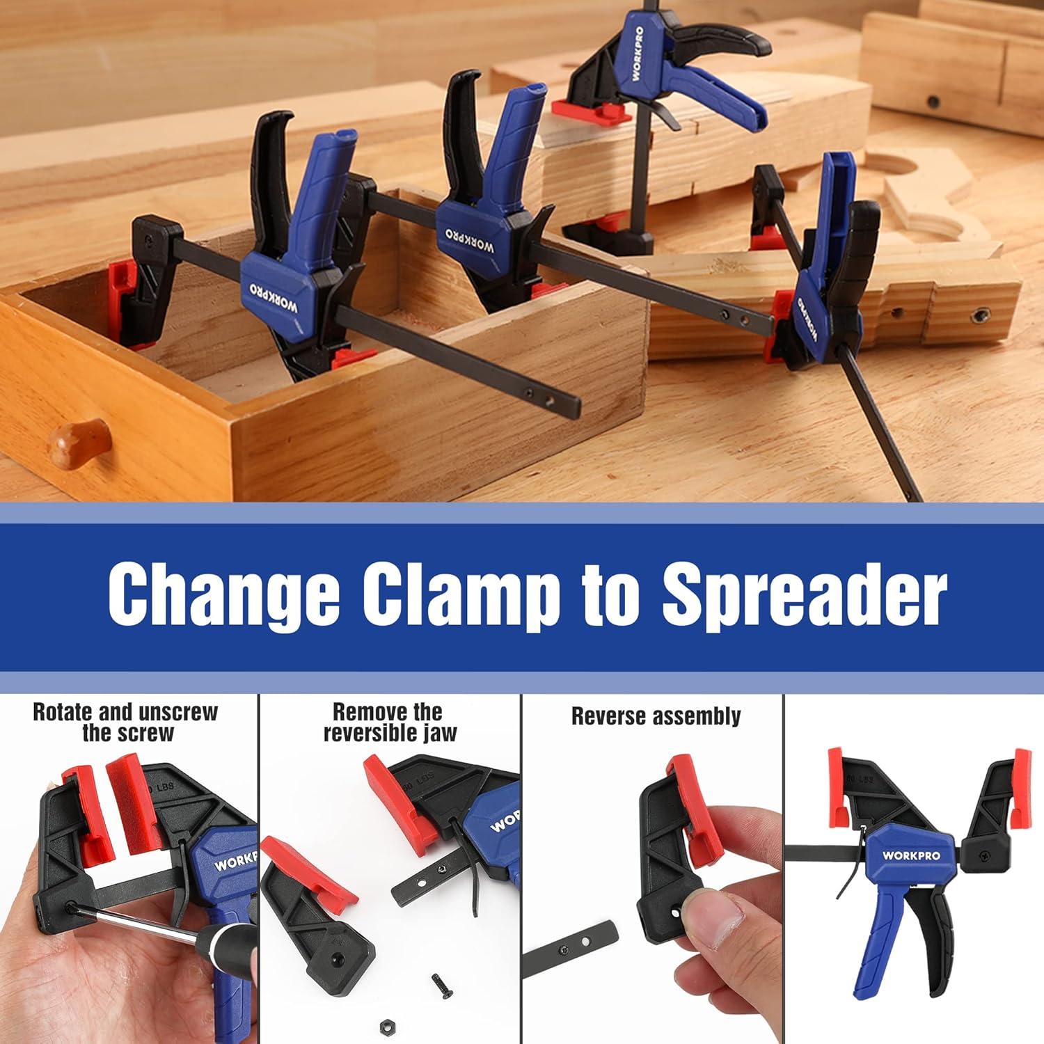 WORKPRO Mini Einhandzwinge und Federzwinge Set 8tlg. für Holzbearbeitung