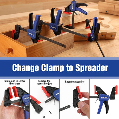WORKPRO Mini Einhandzwinge und Federzwinge Set 8tlg. für Holzbearbeitung