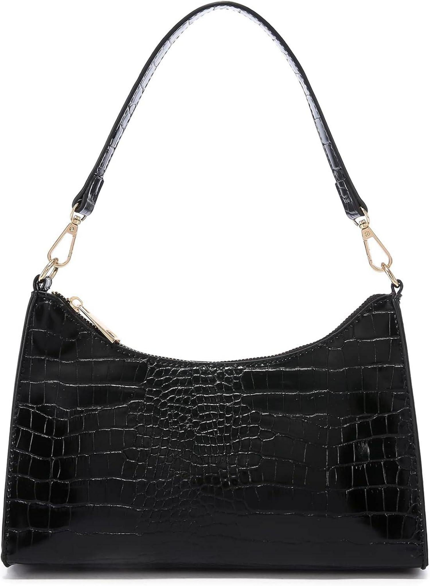 Kleine Schwarze Umhängetasche aus Leder für Damen