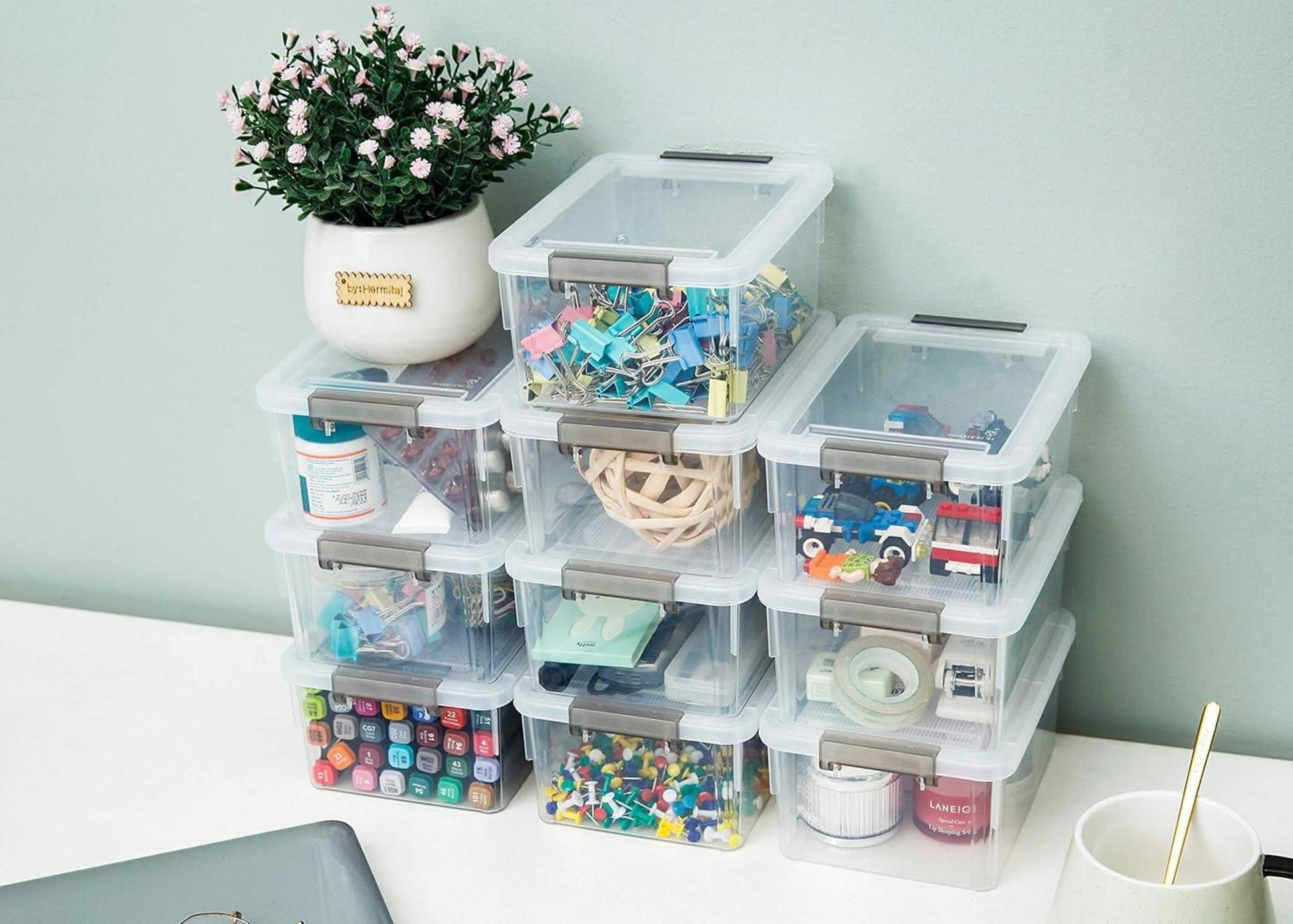 Citylife 10er Set Aufbewahrungsbox mit Deckel 1.25L Transparent stapelbar Kiste