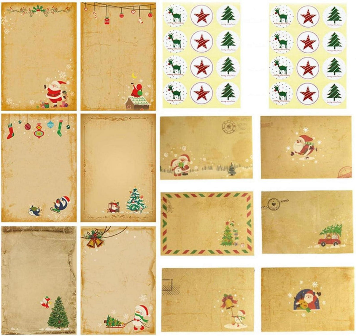 Weihnachts Briefpapier Umschlag Set 24 Stück Weihnachtskarte