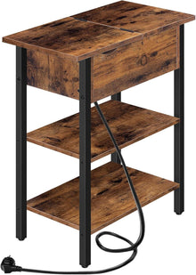 Beistelltisch mit Ladestation und Flip-Top, Dunkelbraun